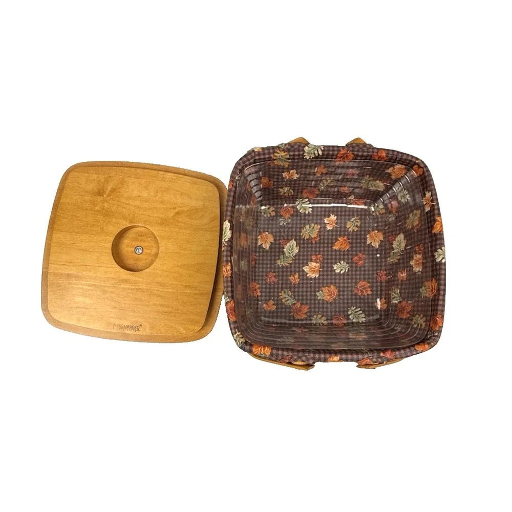 Longaberger Bountiful Harvest Handle Basket 1997 Lid, Protector, Liner  10.5